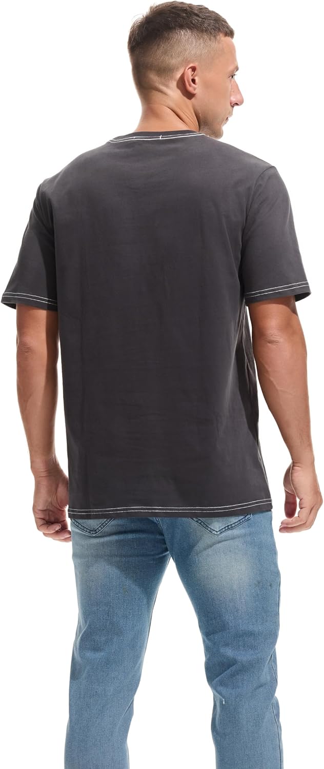 VEIISAR Men's Heavy Weight Crew Neck T-Shirt - Mens Premium 100 Cotton Thick Tees Pre Shrunk T52 Dark Grey X-Large